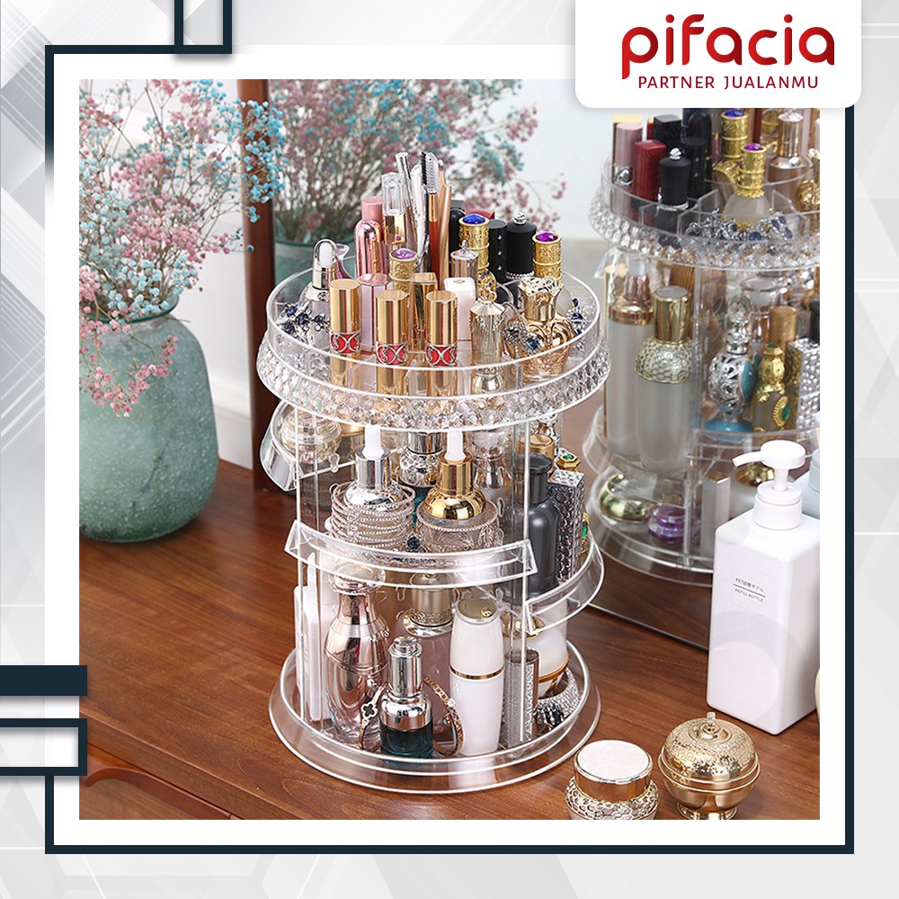 Jual PIFACIA Rak Kosmetik Acrylic Putar 360 Derajat Make Up Organizer ...