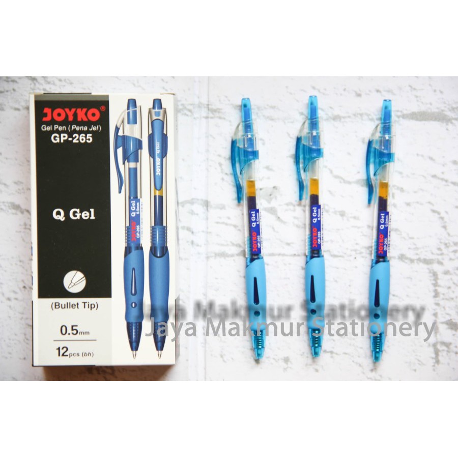 Jual Pen Joyko Q Gel Gp 265 0 5 Mm Tinta Biru Shopee Indonesia