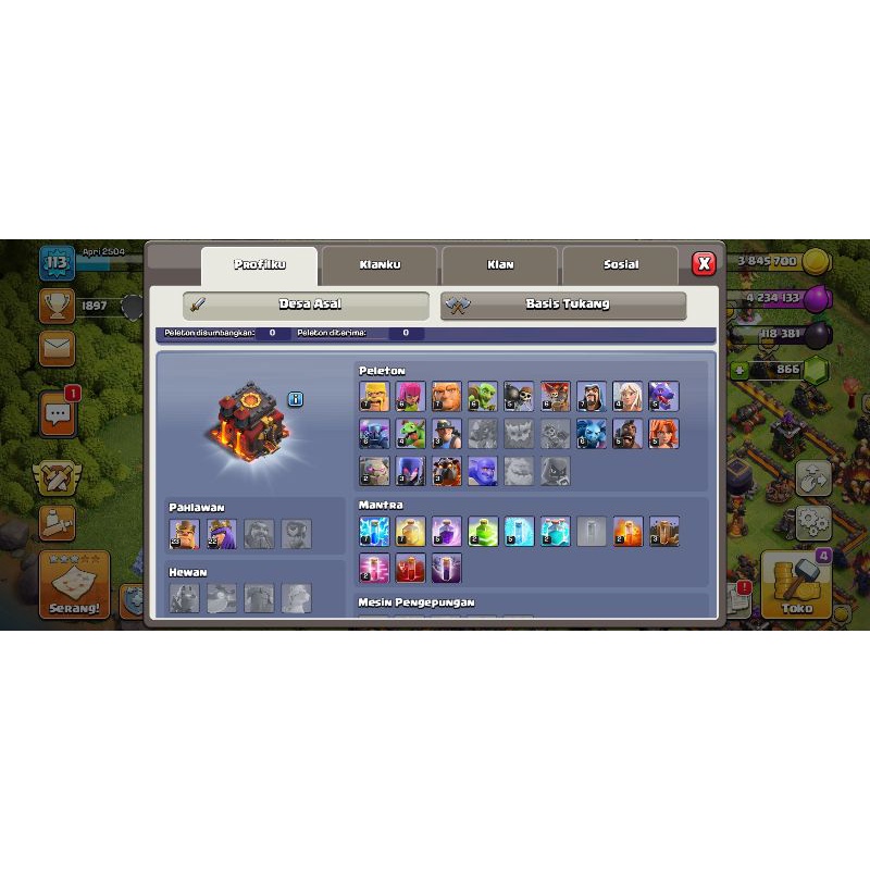 Jual akun COC TH 10 MAX Shopee Indonesia