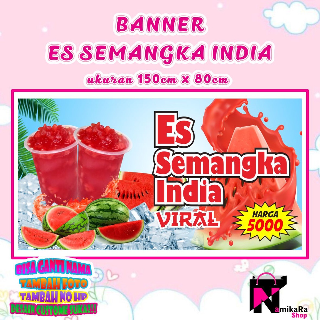 Jual Banner Spanduk Backdrop Es Semangka India Banner Es Semangka India Custome Spanduk 3927