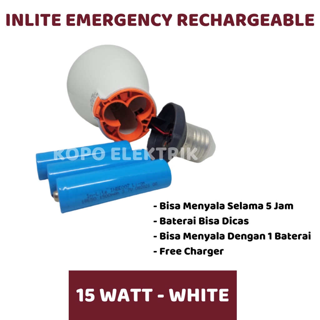 Jual Inlite Emergency Series Rechargeable INBE007 - 15 Watt - White ...