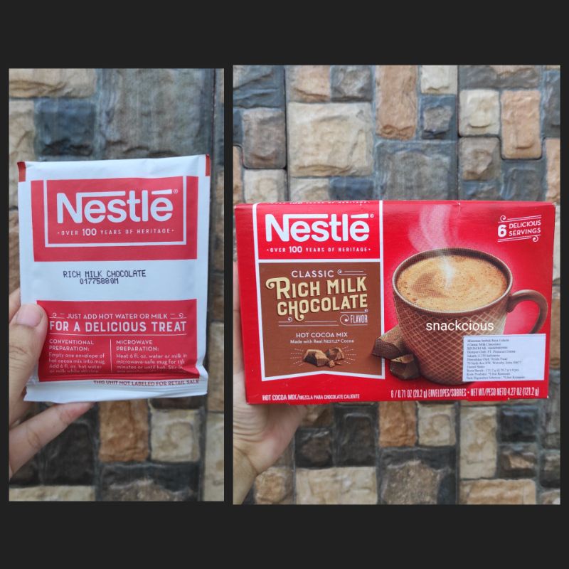 Jual Nestle Rich Milk Chocolate 20gr Per Sachet Made In USA | Shopee ...