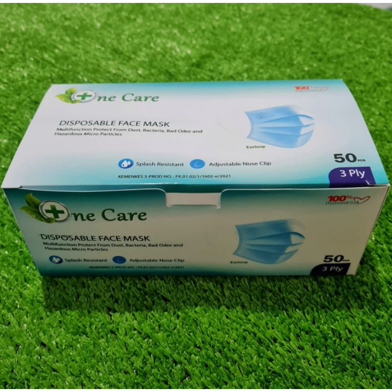 Jual MASKER ONECARE 3PLY ISI 50PCS EARLOOP ONECARE INDONESIA 3 PLY ...