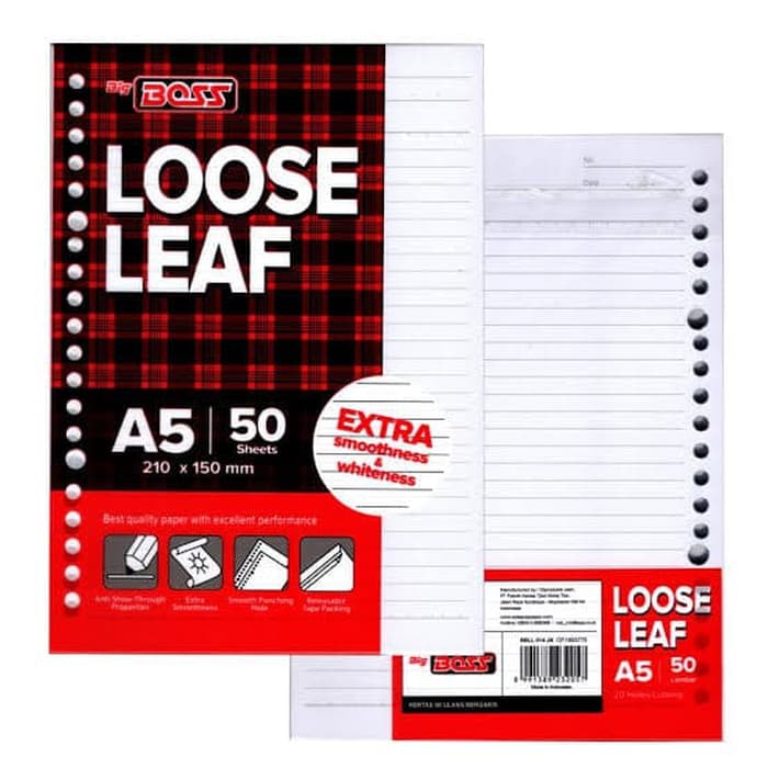 Jual Kertas File Loose Leaf Isi Map Binder Note Big Boss A5 50 Lembar ...