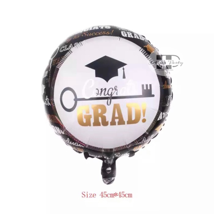 Jual Balon foil Graduation bulat / balon sarjana bulat hitam | Shopee ...