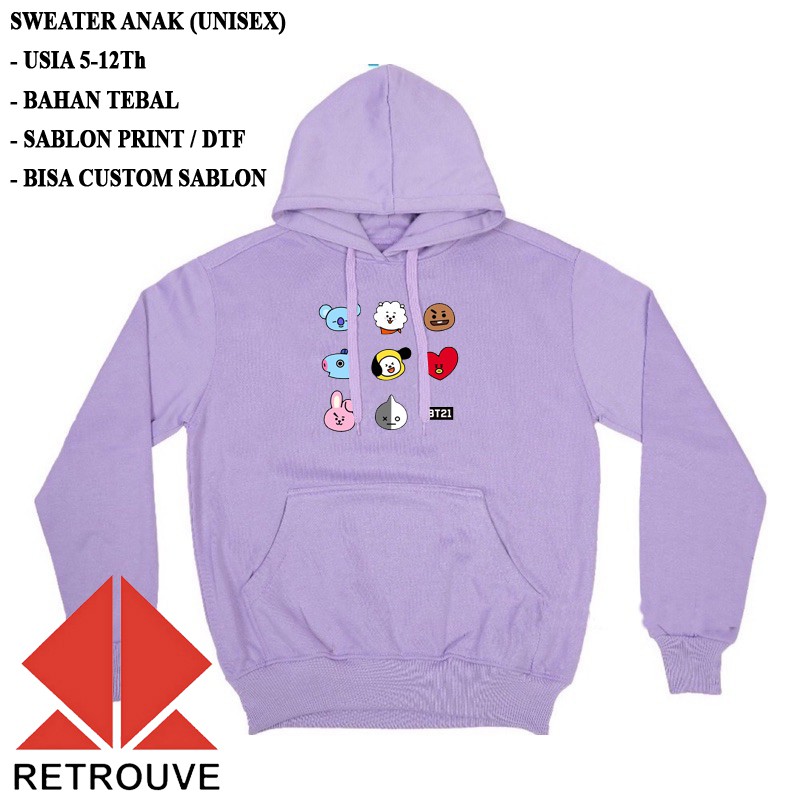 Jual Jaket Sweater Hoodie Anak Anak BT21 x BTS Karakter Shopee