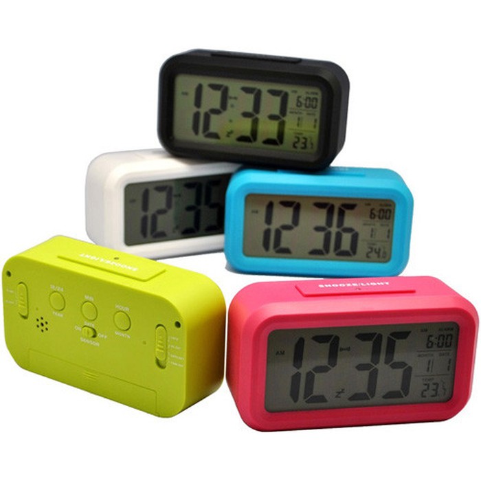 Jual Unik 9901-Jam Meja Jam LCD Digital Clock with Alarm - Putih Murah ...