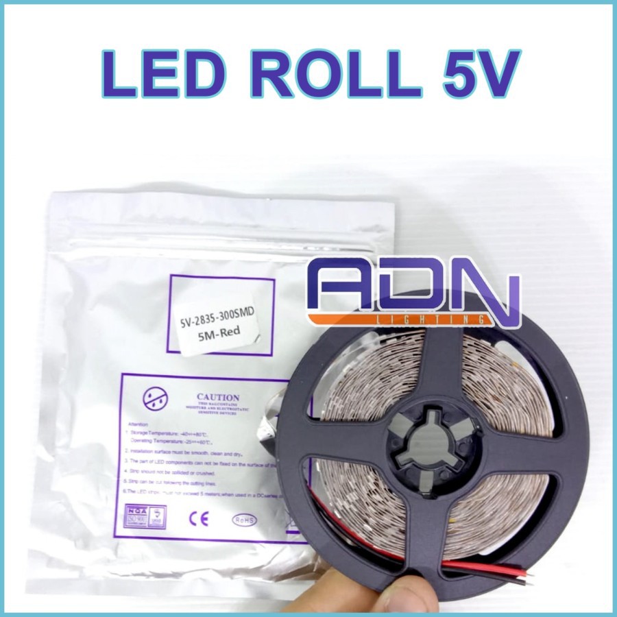 Jual LED Strip Roll 2835 DC 5V USB 5 VOLT ADN PER 50cm | Shopee Indonesia