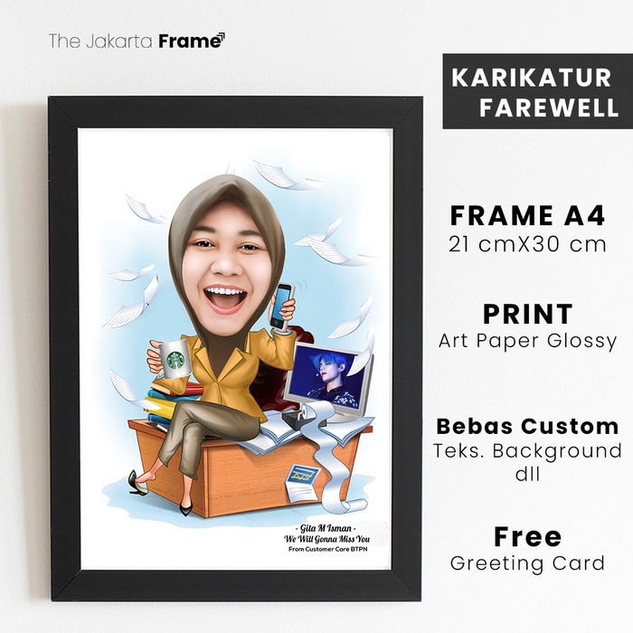 Jual Karikatur Farewell Kado Farewell Hadiah Farewell Teman Kantor