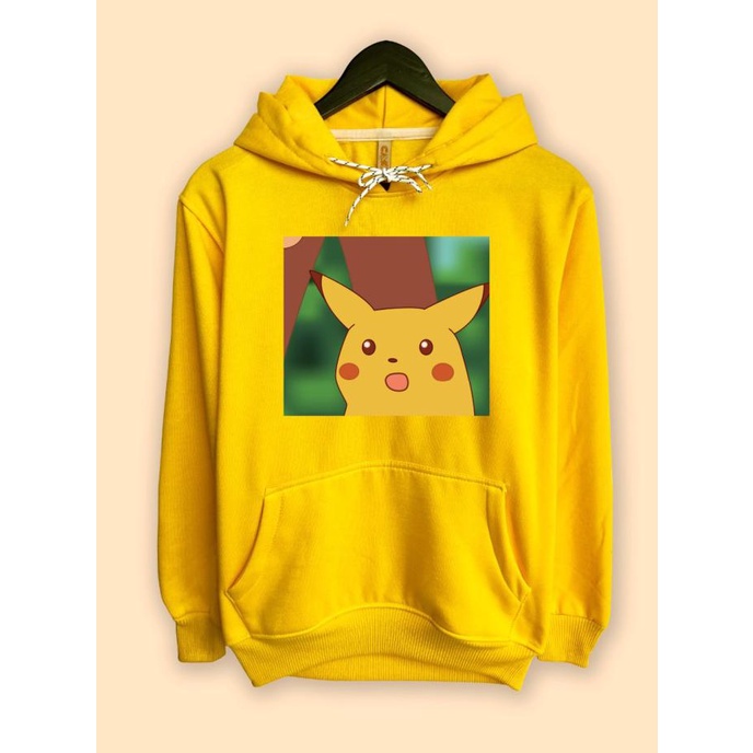 Jaket Hoodie Sweater Jumper Distro Meme Surprised Pikachu Pokemon