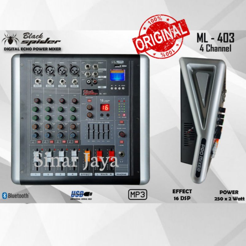 Jual Power Mixer 4 channel Black Spider ML 403 bluetooth USB Shopee