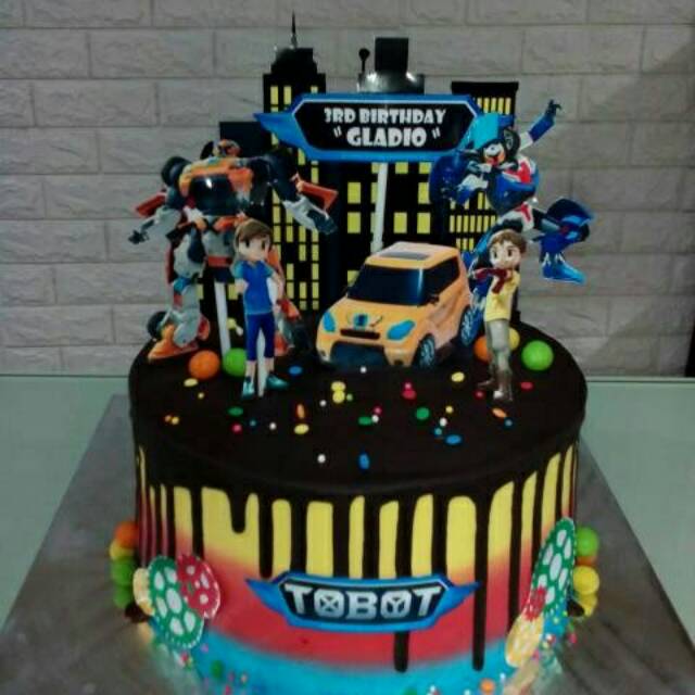 Jual Tart karakter /TOBOT/kue ulang tahun/birthday cake/tart murah/bolu