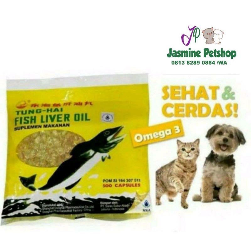 Jual Minyak Ikan Tung Hai Fish Liver Oil isi 500 KapsulVitamin Kucing