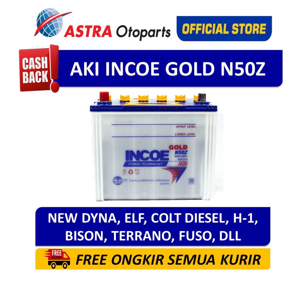 Aki Mobil Incoe Gold N50Z Dyna, Elf, Fuso, Colt Diesel INGO-N50Z