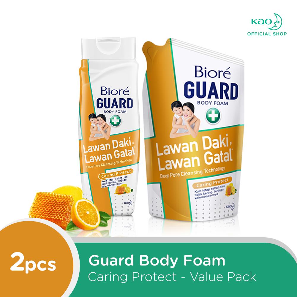 Jual Biore Guard Body Foam Caring Protect Botol 250 mL + Refill 450 mL ...