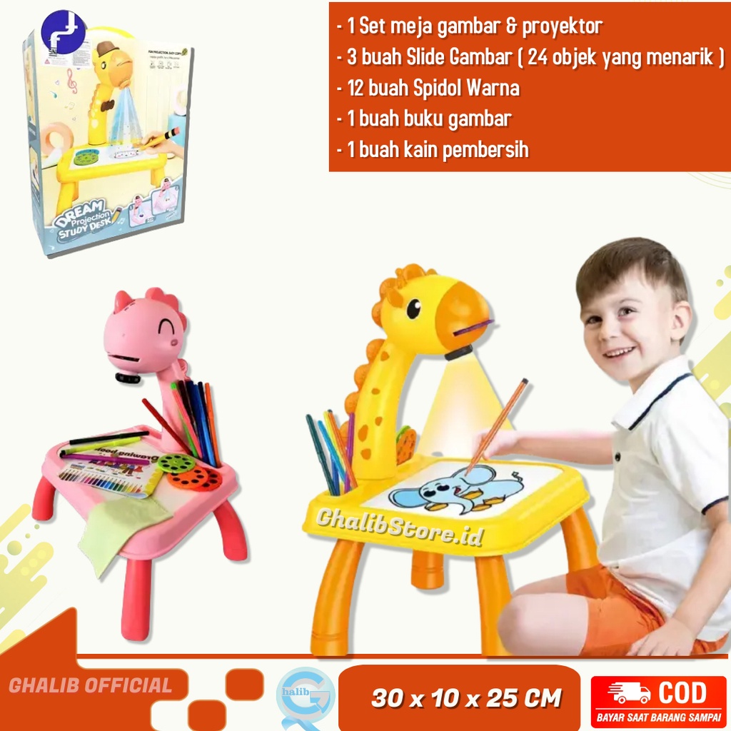 Jual Meja Gambar Proyektor Jerapah Giraffe Projector Table Mainan ...