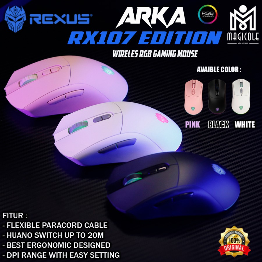 Jual Rexus Arka 107 Dual Gaming Mouse Wireless Wired RX107 RGB | Shopee ...