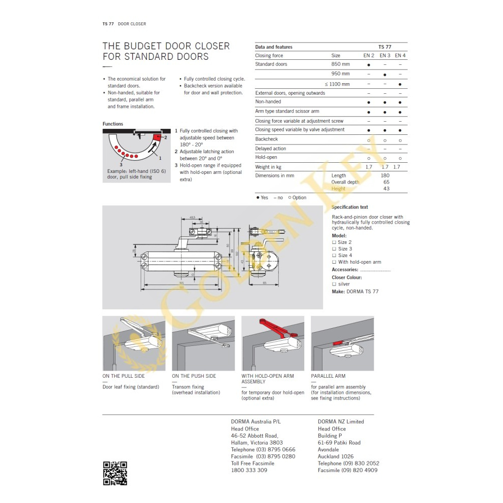 Jual DOOR CLOSER DORMA TS 77 NHO ( NON HOLD OPEN ) Shopee Indonesia
