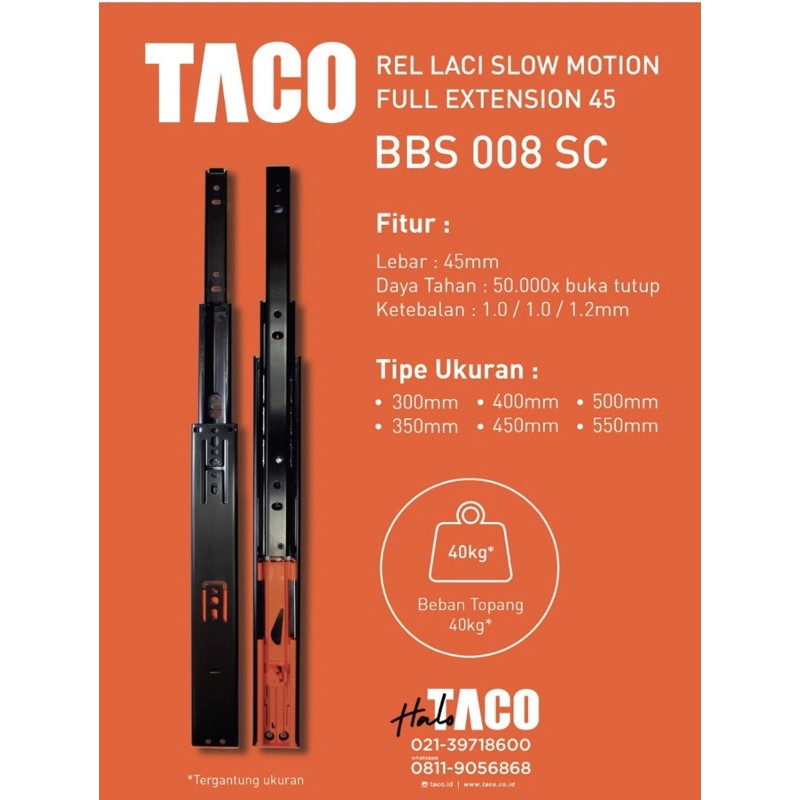 Jual Rel double track taco panjang 40 cm soft close | Shopee Indonesia