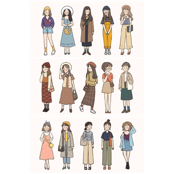 Jual korean girl sticker pack aesthetic journaling Shopee Indonesia