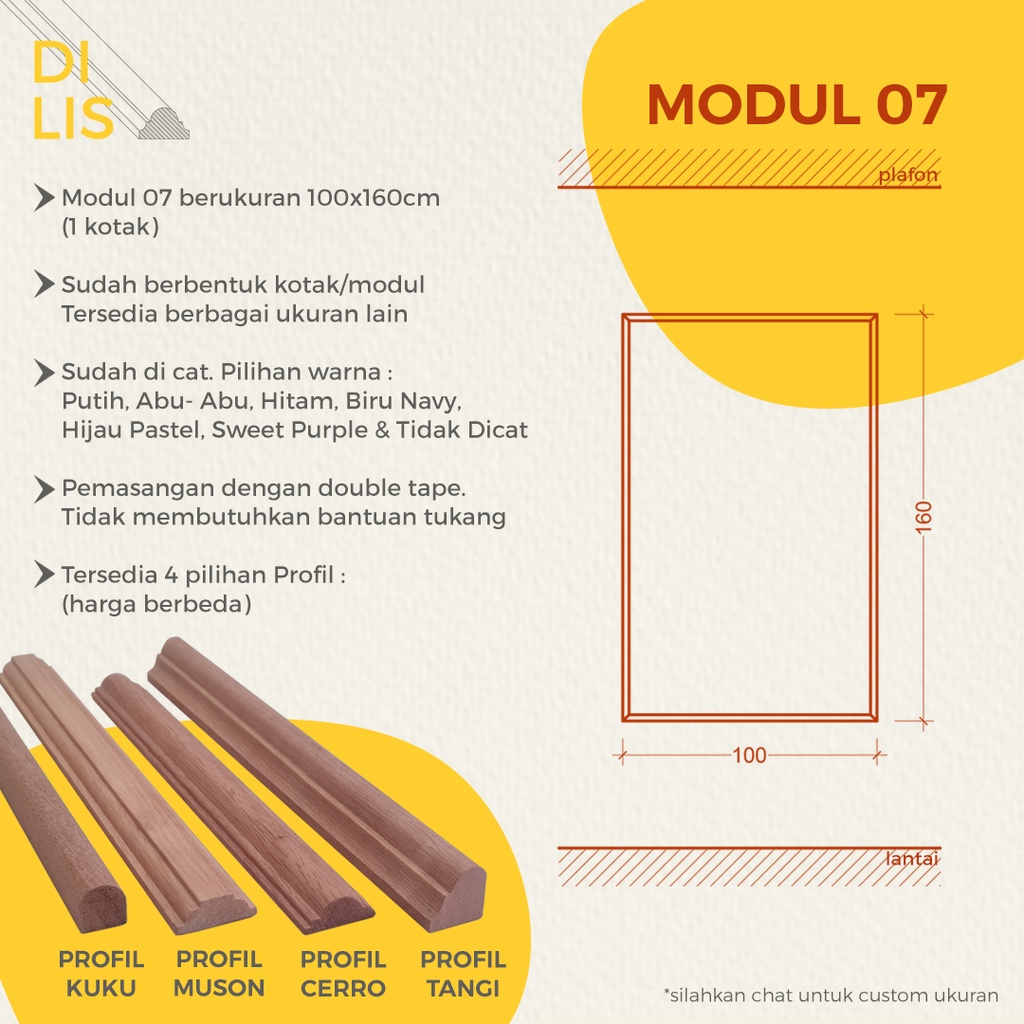 Jual Modul 07 Hiasan Dinding Lis Profil Kayu Wall Moulding Wainscoting