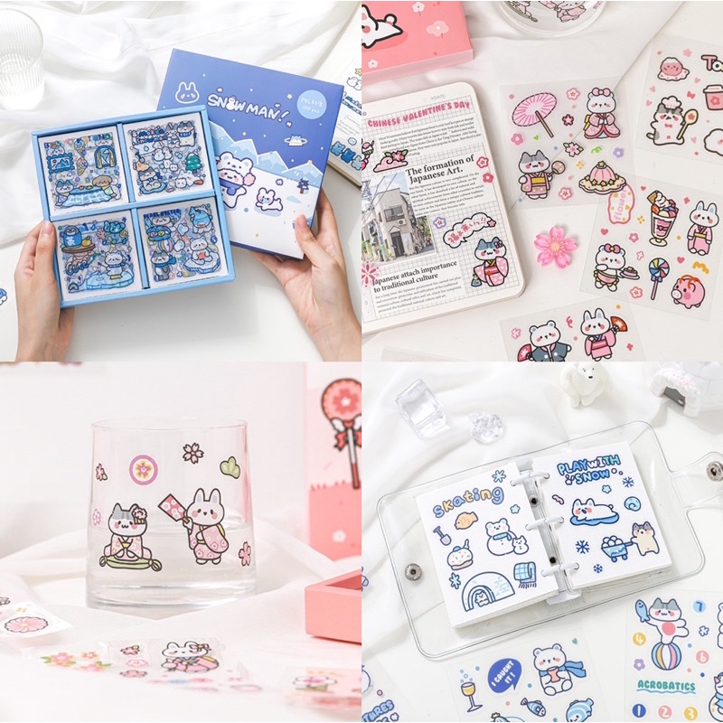 Jual diy project sticker set box multi surface cute stickers korea ...