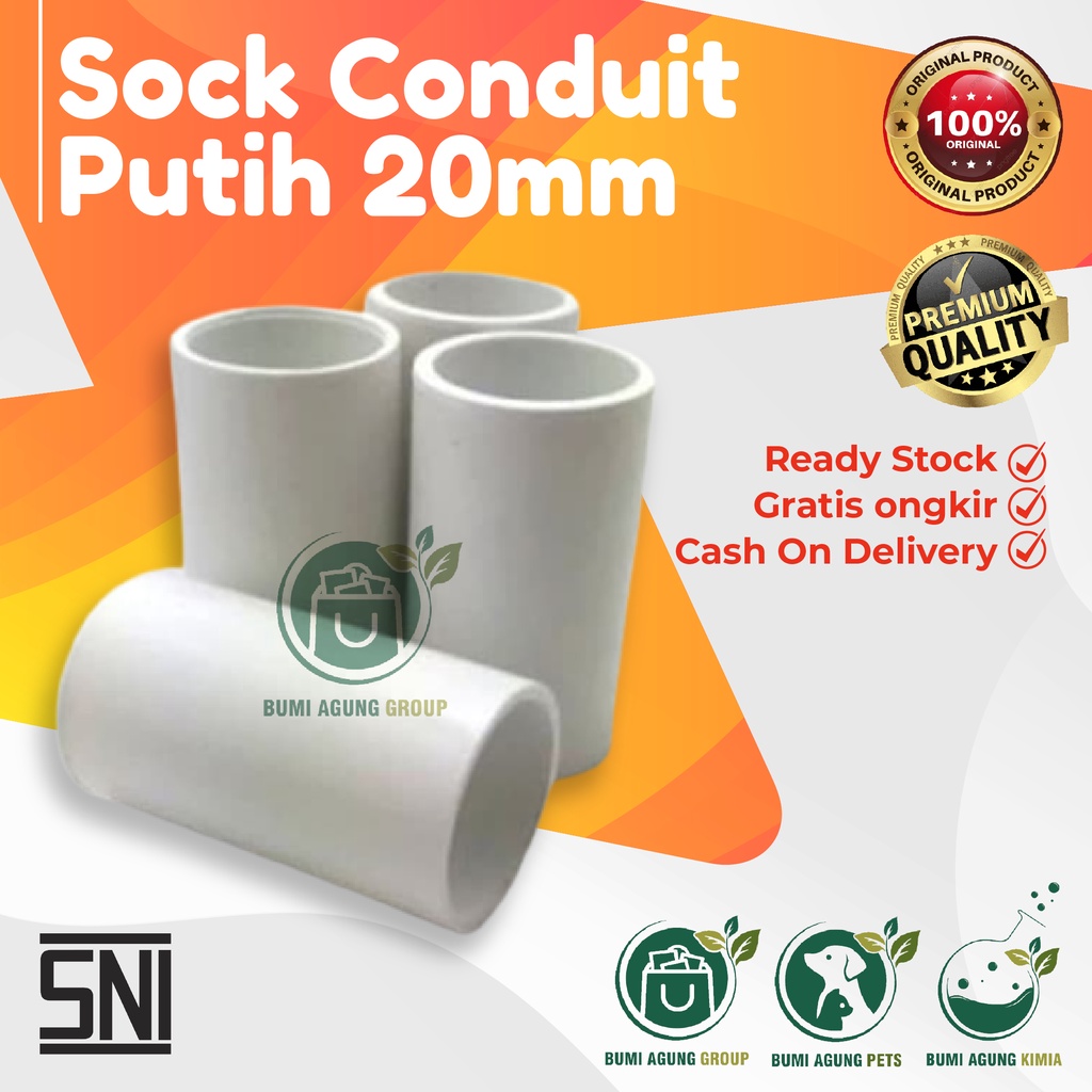 Jual Sock Coduit Polos Putih Mm Shok Pipa Listrik Mm Sok Conduit