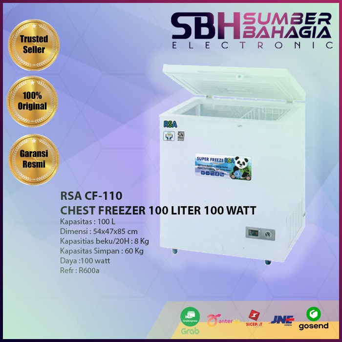 Jual RSA CF110 CHEST FREEZER 100 LITER 100 WATT (NEW) (KHUSUS BANDUNG