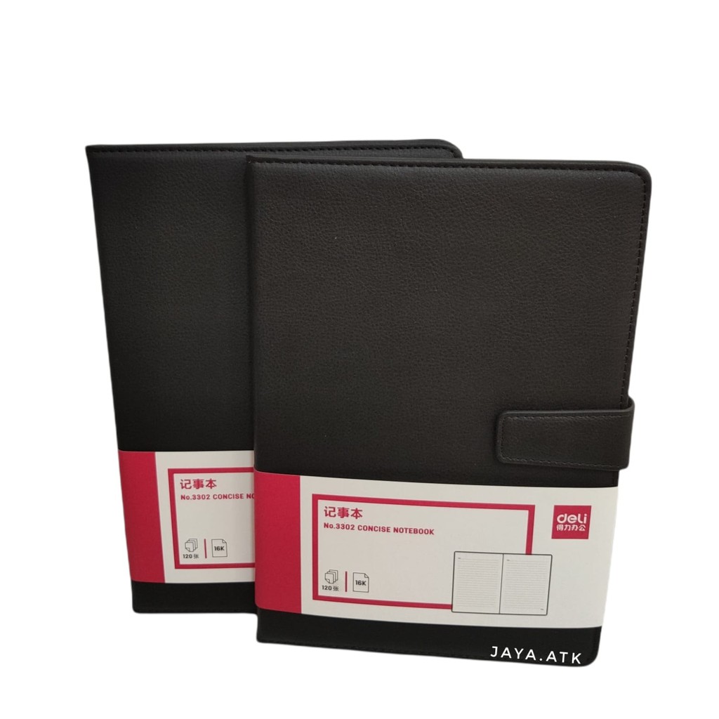 Jual BUKU TULIS NOTEBOOK AGENDA B5 DELI 3302 KANCING HITAM KULIT POLOS ...