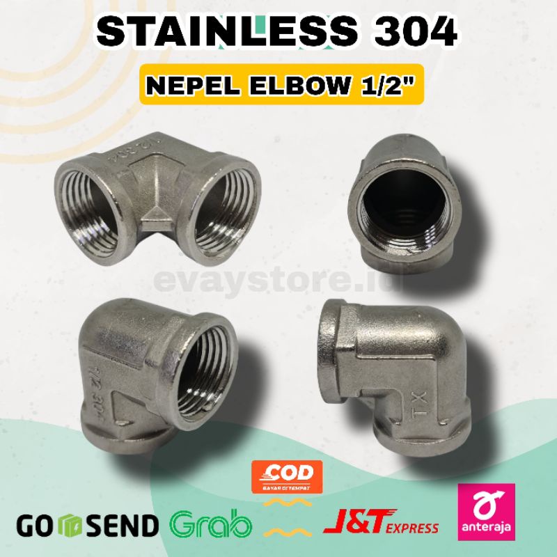 Jual Nepel Elbow Stainless Drat Dalam Inch Konektor Pipa Kran