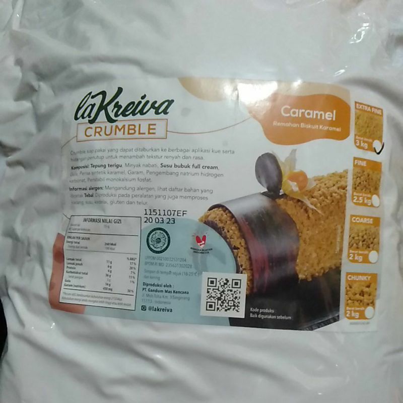 Jual la kreiva crumble caramel extra fine 250g | remahan biskuit halus ...