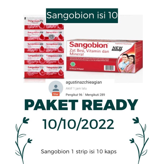 Jual Sangobion Kapsul 1 Strip Isi 10 Tablet Beli & 3 Strip (30kaps ...