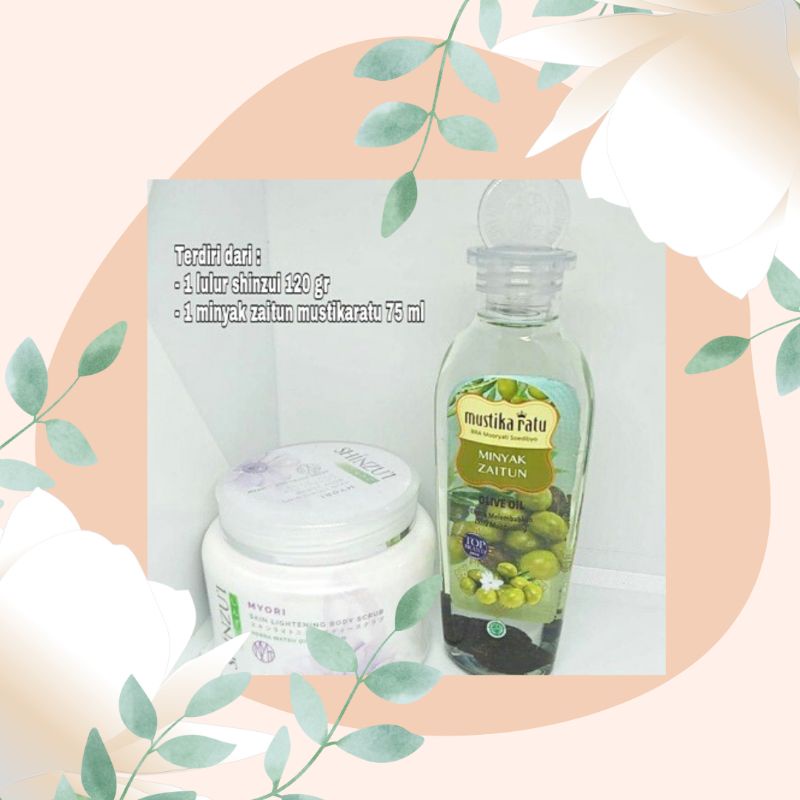 Jual PAKET TIKTOK 2 IN 1 (BODY SCRUB SHINZUI,MINYAK ZAITUN MUSTIKA