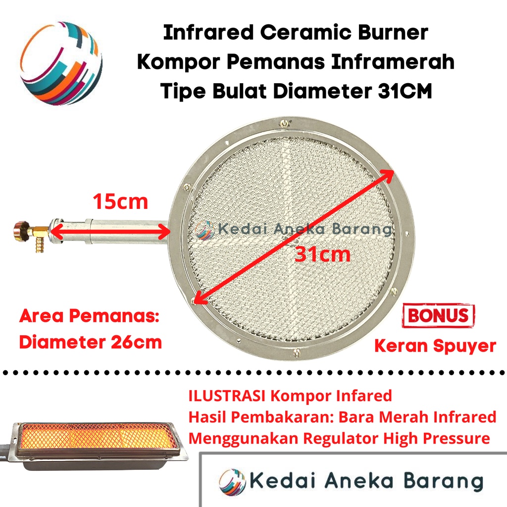 Jual Kompor Stove Keramik Ceramic Infrared Gas LPG NG Burner Bulat 31mm ...