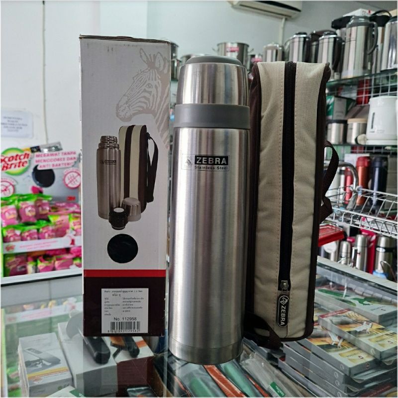 Jual 112958 Vacuum Flask 1liter Prima II w/Bag, Thermos Zebra Thailand