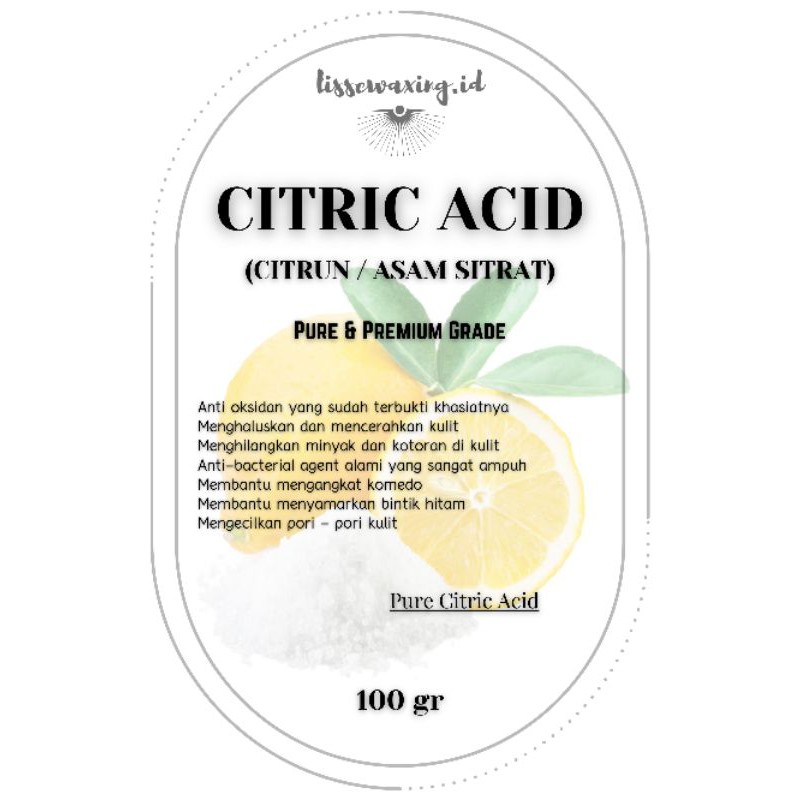 Jual Citric Acid Pure Premium Grade Asam Sitrat Murni Grade Super Citrun 100 Gr Shopee