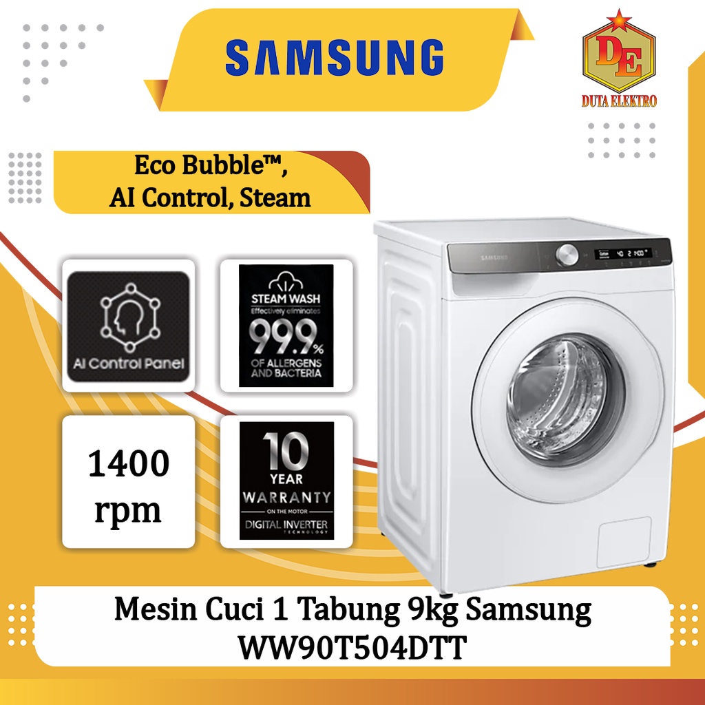 Jual Mesin Cuci 1 Tabung 9kg Samsung WW90T504DTT | Shopee Indonesia