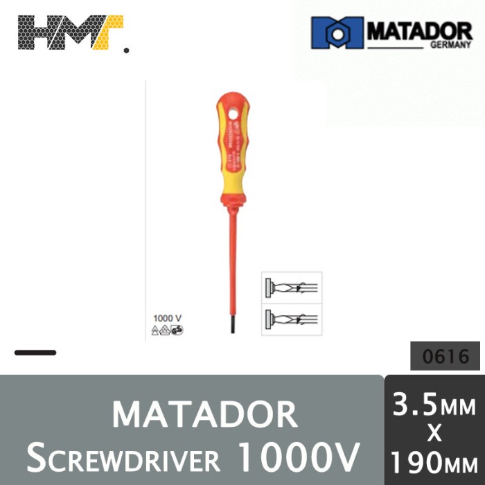 Jual MATADOR 0616 Screwdriver Minus (-) 1000 V 3.5 x 190 mm | Shopee ...