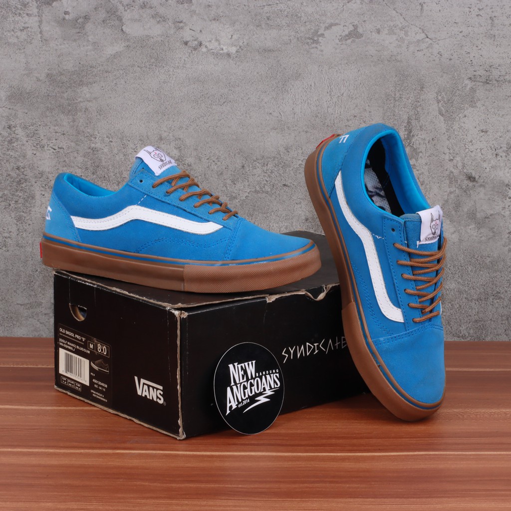Sepatu Vans Old Skool Pro X Syndicate Golf Wang Navy Blue Biru Sole Gum