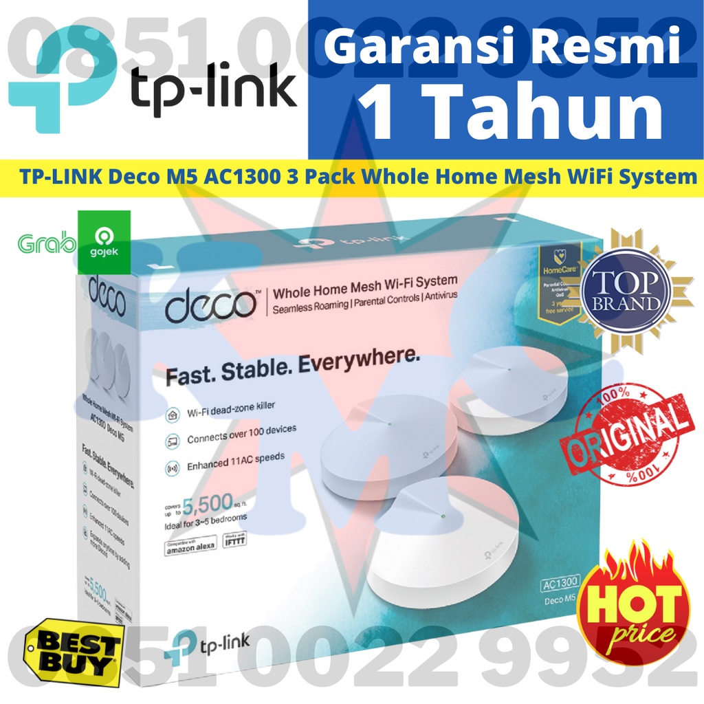 Jual TP-LINK TP Link Deco M5 AC1300 3Pack Whole Home Mesh WiFi System ...