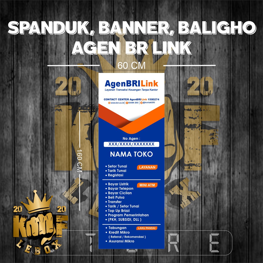 Jual CETAK SPANDUK BANNER BALIGHO AGEN BRI LINK 60X160 CM UKURAN X ...