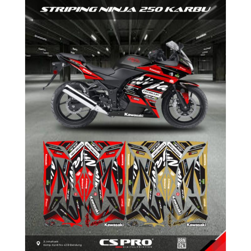 Jual striping ninja 250 karbu sticker ninja 250 carbu striping variasi