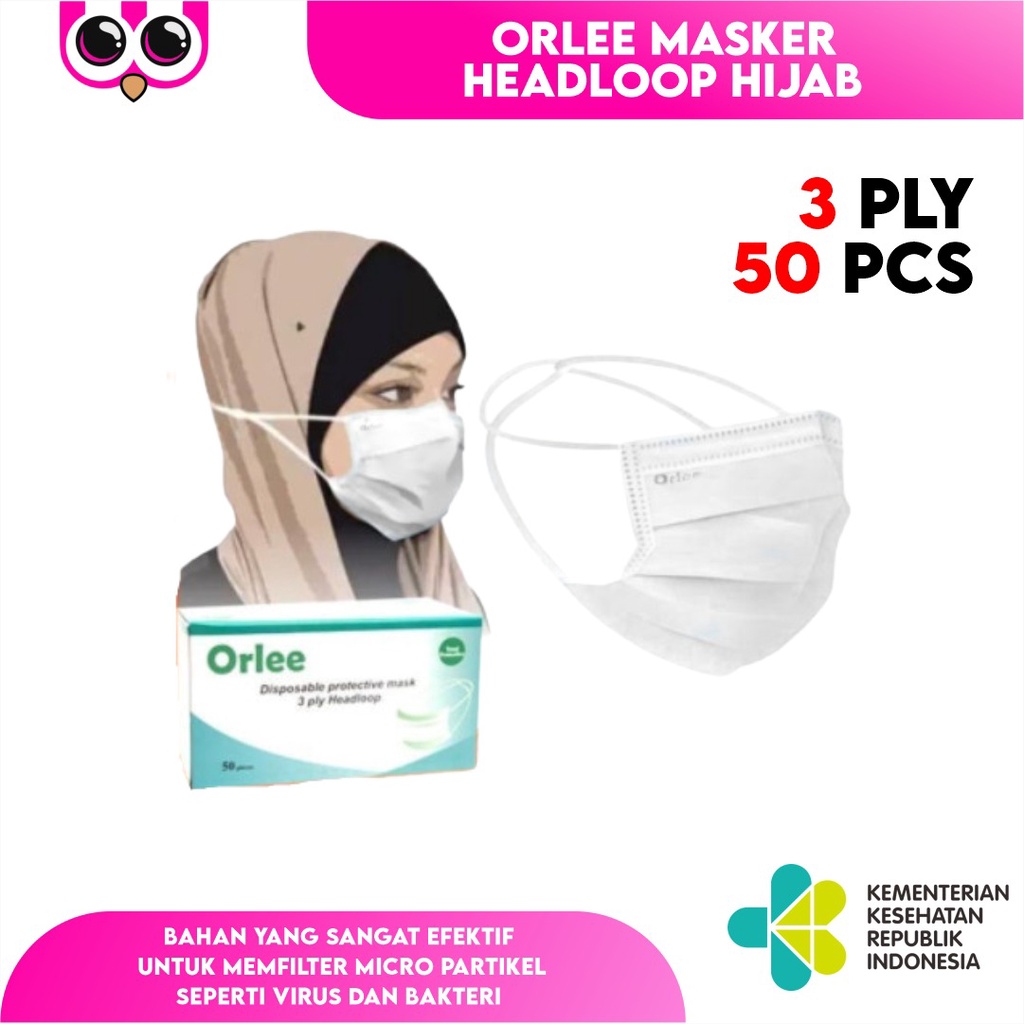 Jual [ ORLEE HIJAB BOX ] ORLEE MASKER HEADLOOP HIJAB 3 PLY ISI 50 ...