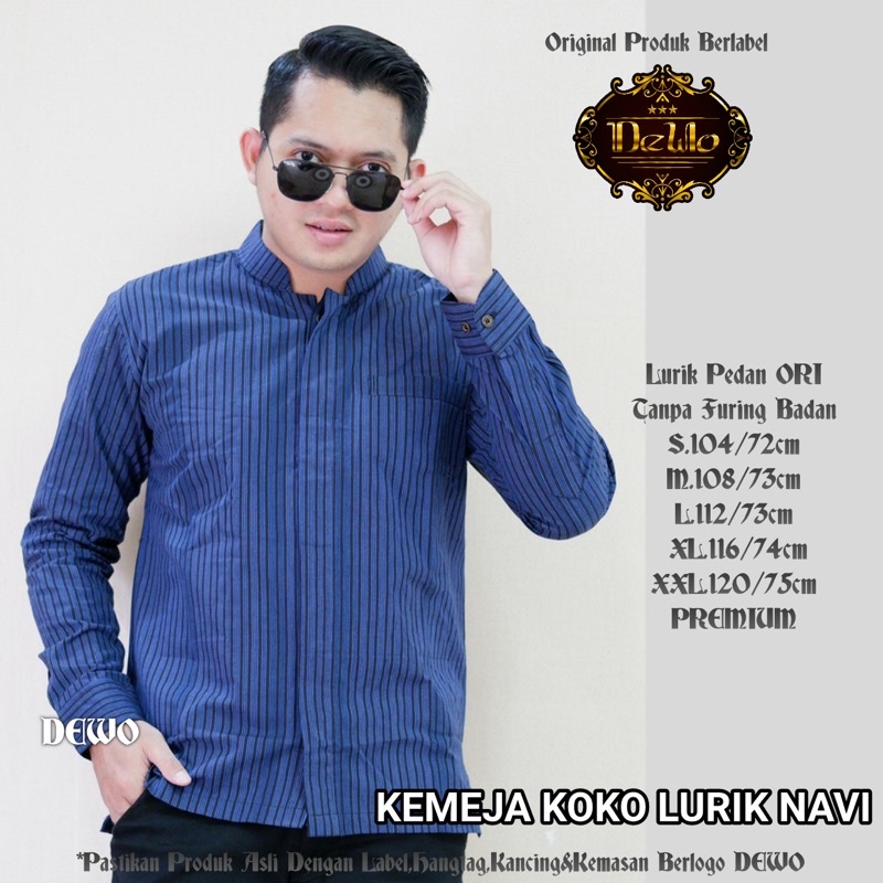 Jual Kemeja Pria Lengan Panjang Krah Koko Bahan Tenun Lurik Batik Kerja