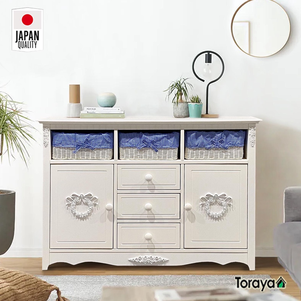 Jual Toraya Lemari Laci Rotan Lemari Penyimpanan Bufet Cabinet Drawer Dresser Lily Wh