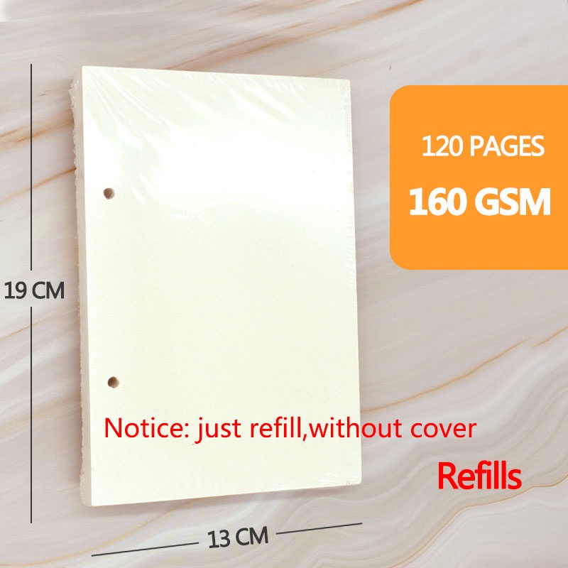 Jual Retro Spiral Sketchbook Linen Hardcover 120 Pages 160GSM Refillable Notebook for Art