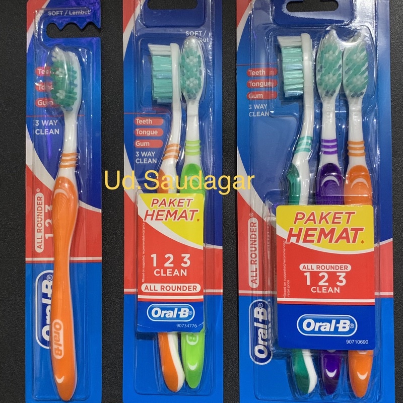 Jual Sikat Gigi Oral-B All Rounder 123 Soft Isi 1s | 2s | 3s | Shopee ...