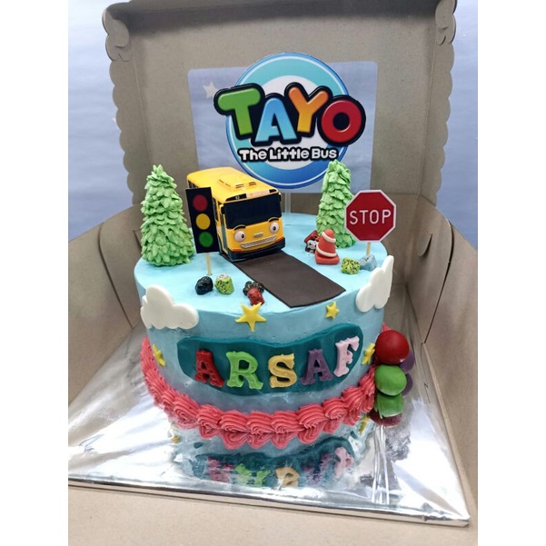 Jual Kue Ulang Tahun Tart Cake Karakter Tayo Single Shopee Indonesia