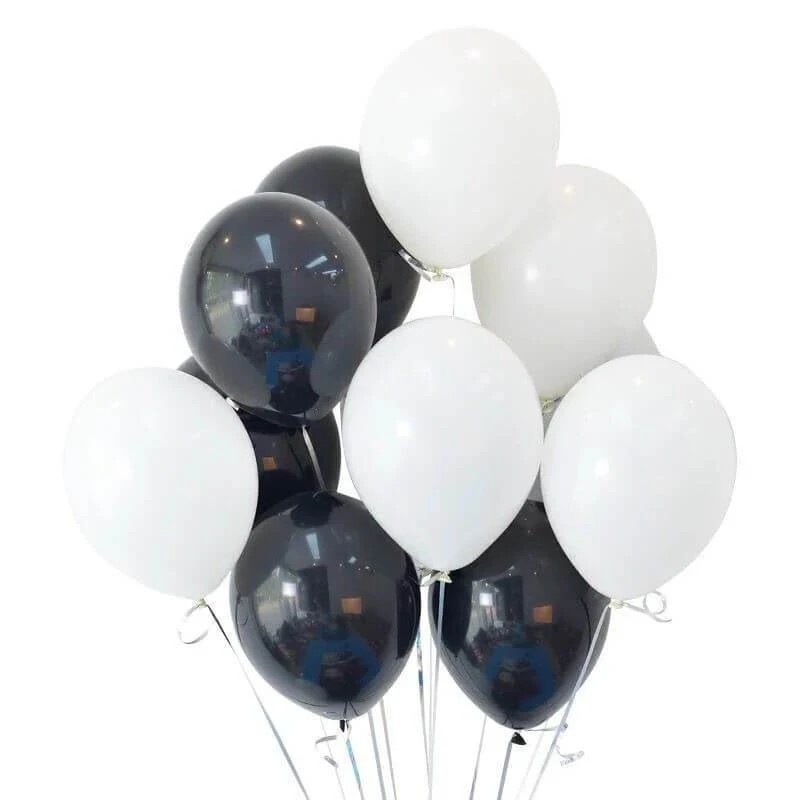 PartyMaster Balon Latex DOFF Mix 30 pcs (hitam, putih)