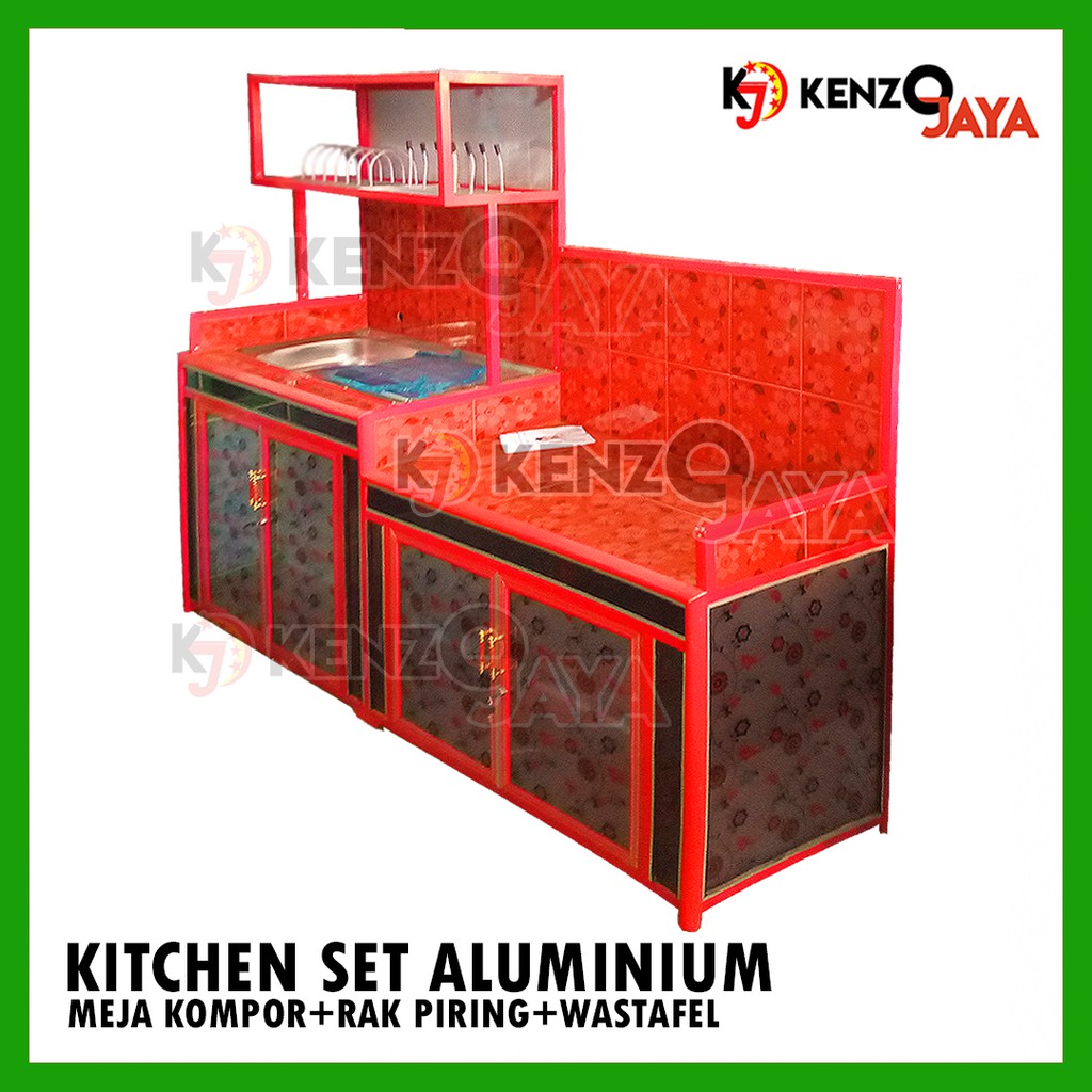 Jual Kitchen Set Aluminium (Wastafel+Meja Kompor+Rak Piring
